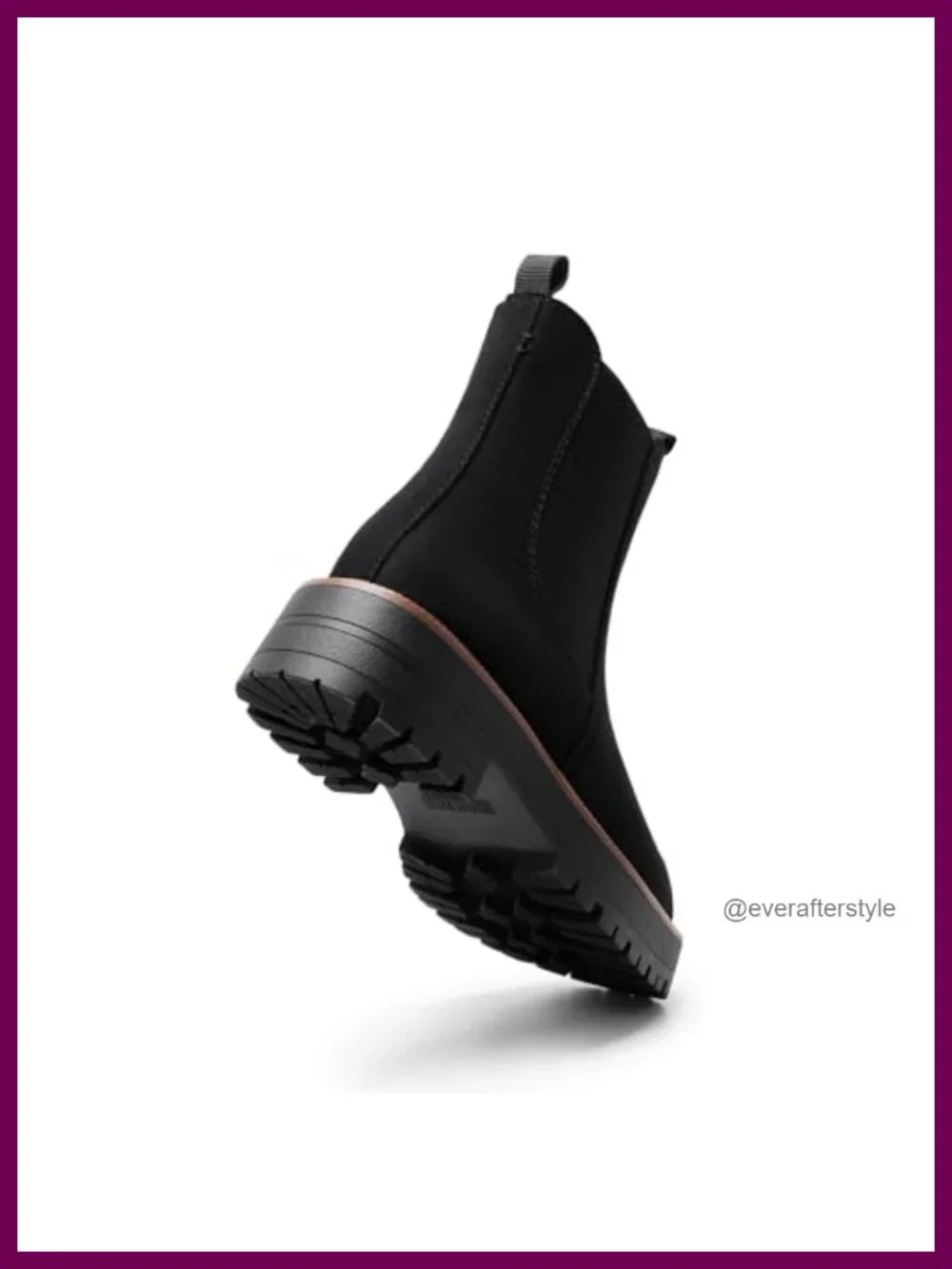 Faux Leather or Suede Chelsea Ankle Boots Square Toe Low Heel Lug Sole Platform